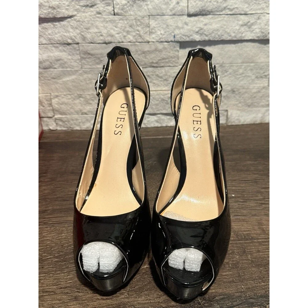 GUESS Women’s Peep Toe Platform Pumps Black Size 6 NEW The Box Shows Shelf Wear